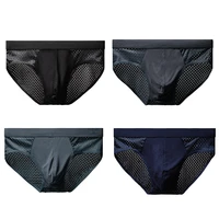 new mens ice silk underwear briefs breathable underwear bamboo carbon fiber anti bacterial comfortable hollow underwear cold