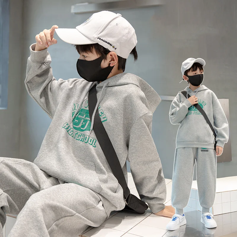 

2 шт./комплект, детский хлопковый спортивный костюм с защитой от ветра