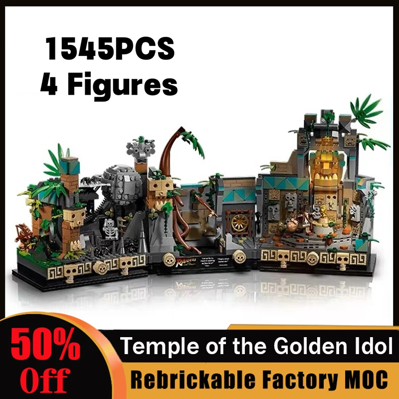 

77015 1545pcs MOC Temple of The Golden Idol Building Kit Indiana Jones Raiders of The Lost Ark Movie Scene Blocks Bricks Toys
