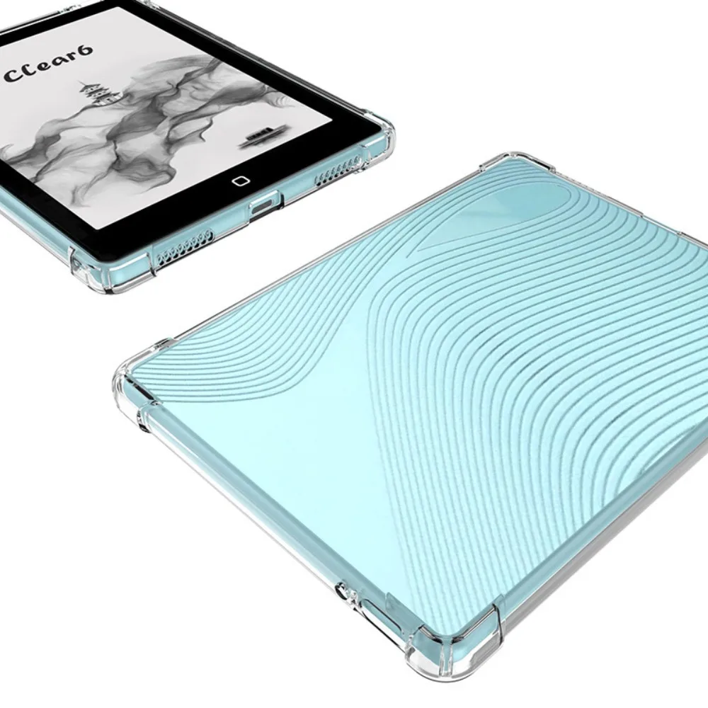 2024 6-7 inch eReader Case Airbag Corner Transparent e-Book Back Cover Soft TPU Protective Shell for Hanvon Clear 7/6/6Plus/6Pro