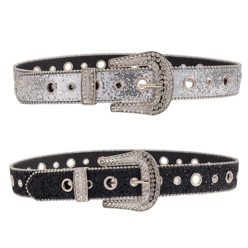 

Nightclub Waist Belt Shinning Full Sequins Belt for Woman Men Jeans Formal Dress