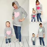 sequins heart long sleeve hoodie autumn mother daughter family sweatshirt mommy and me hoody sweatsgurts family matching clothes