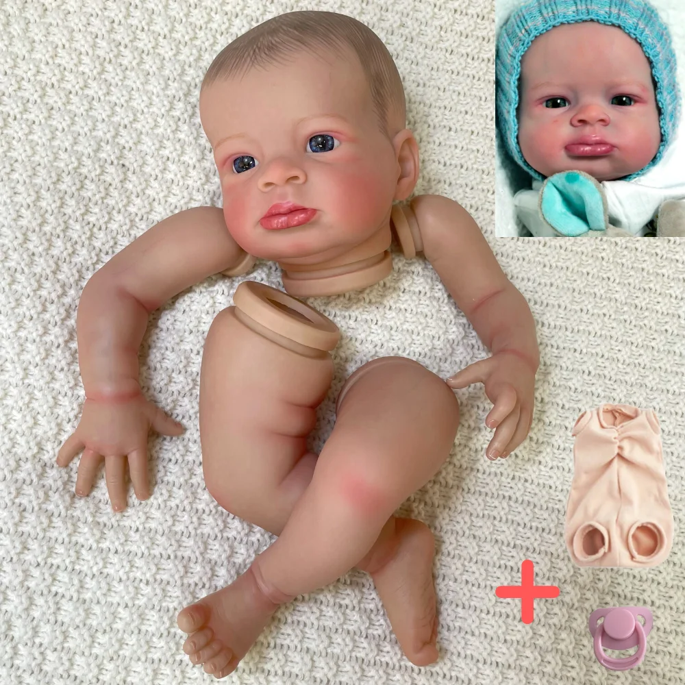 

21inch Already Painted Reborn Doll Kits Lanny Unassembled 3D Painted Skin Doll Parts with Visible Veins Cloth Body Eyes Included