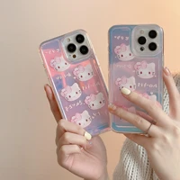 full screen pink kt for iphone12 promax 6 7hello kitty phone case phone case iphone13 pro max transparent laser phone case