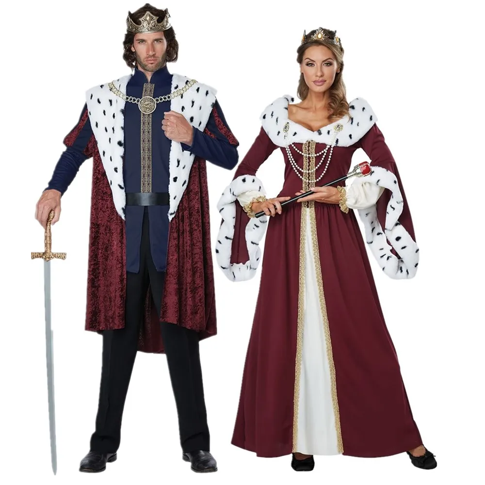 

Halloween Royal Retro Couple Cosplay Costume European Christmas Party Masquerade British Aristocratic Queen And King Costume