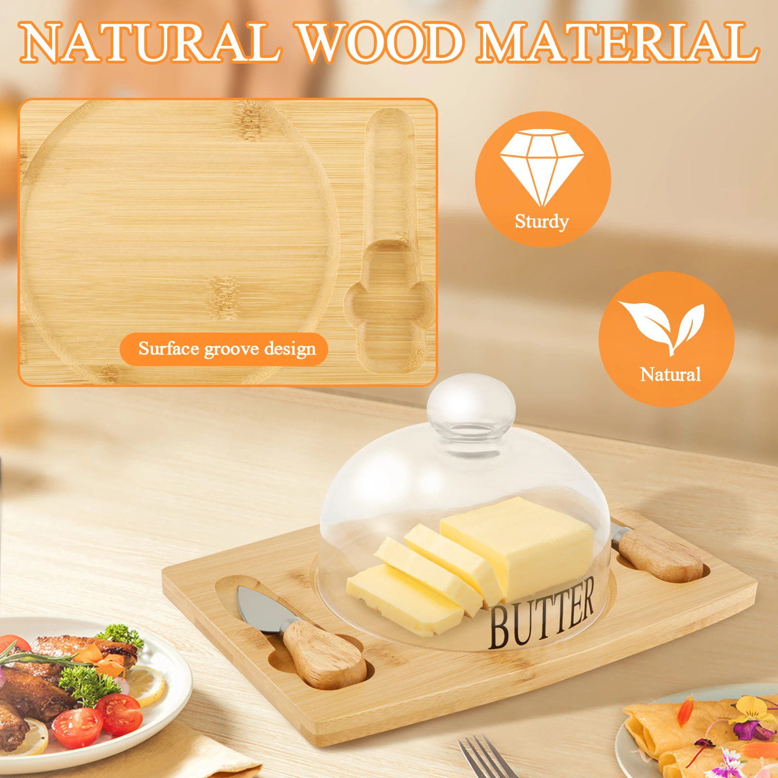 Тарелка для масла с крышкой и ножом прозрачная стеклянная тарелка герметичная