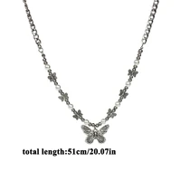 ins hip hop cool accessories butterfly sun pendant pearl necklace trend stitching pendant