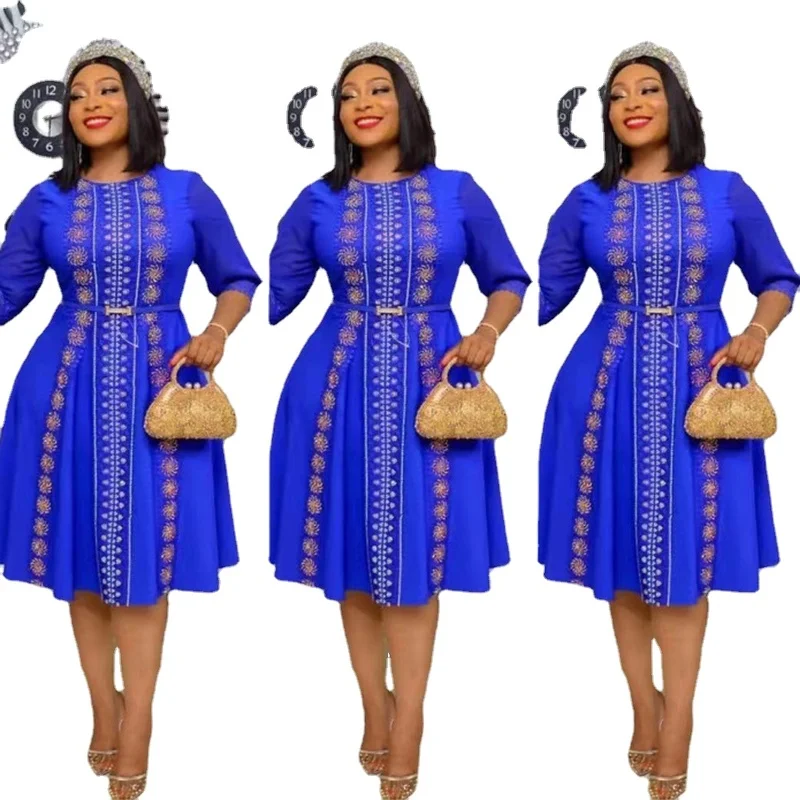 

2022 Summer Chiffon Dresses For Women 3XL 4XL Plus Size African Sequin Dress Dashiki Ankara Outfits Roupas Africanas Overalls