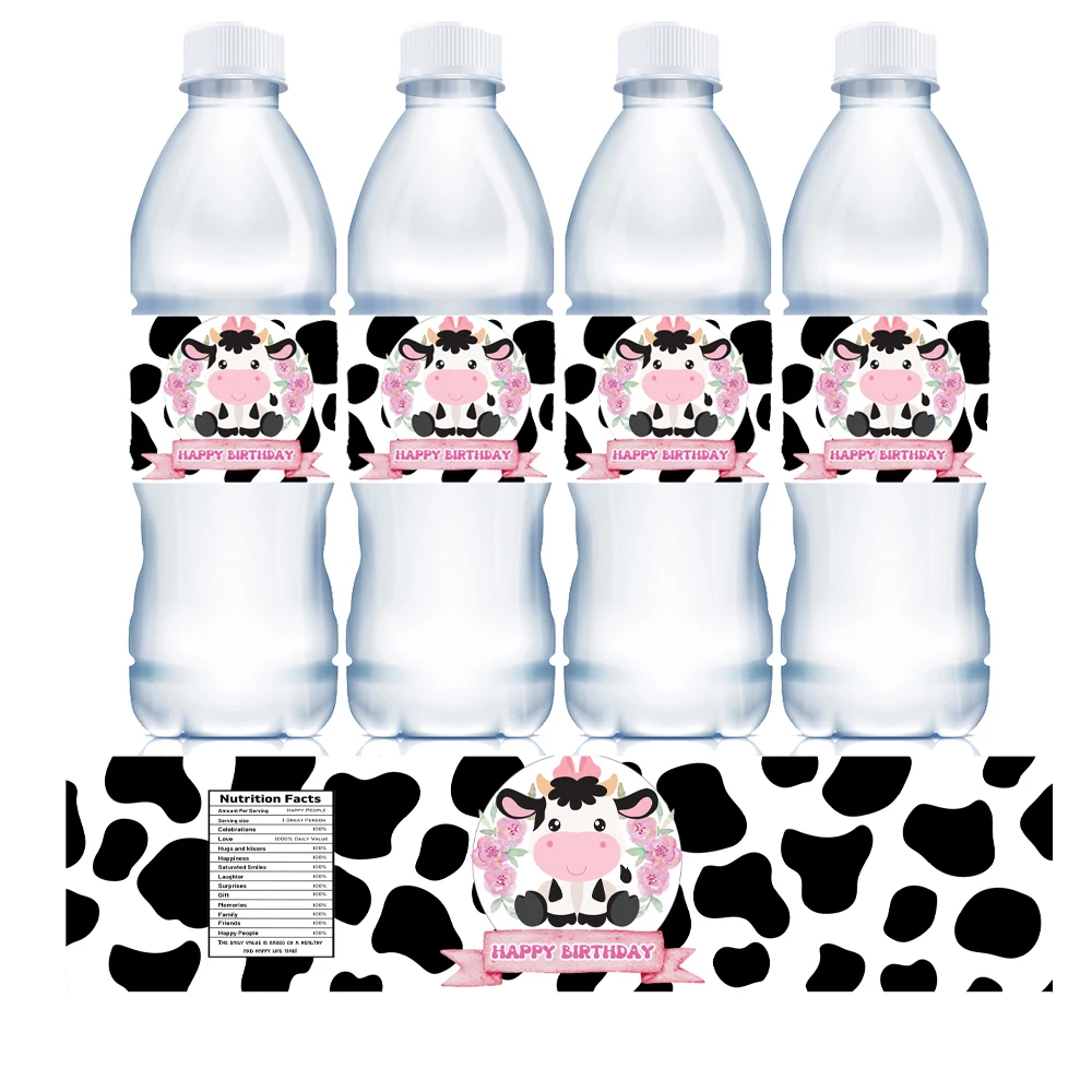 

Cow Water Bottle Labels Farm Water Bottle Stickers Wrappers for Baby Shower Birthday Party Decorations