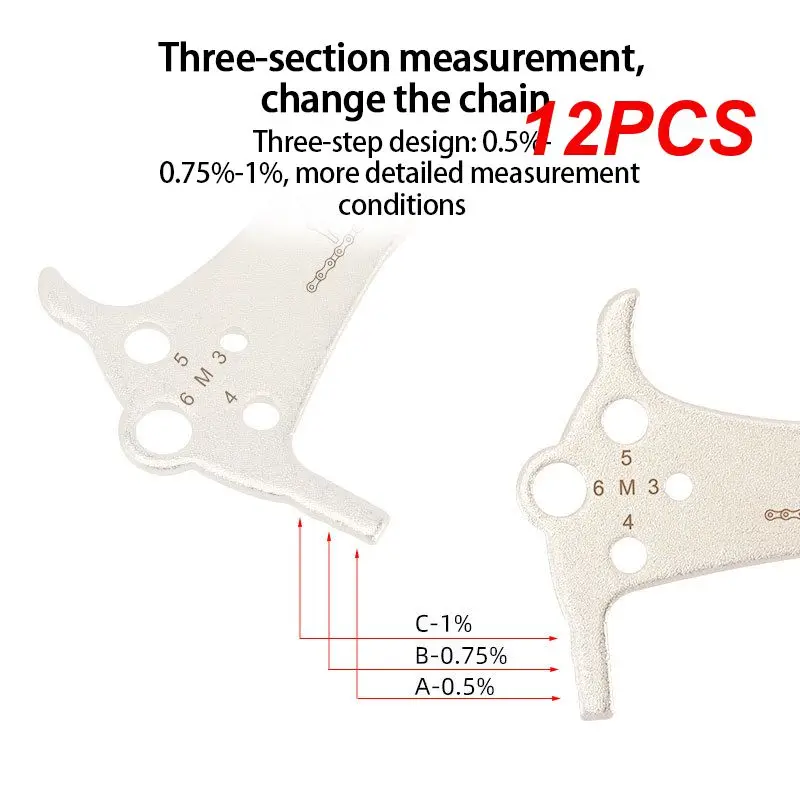 

12 шт., линейка для индикатора износа велосипедной цепи