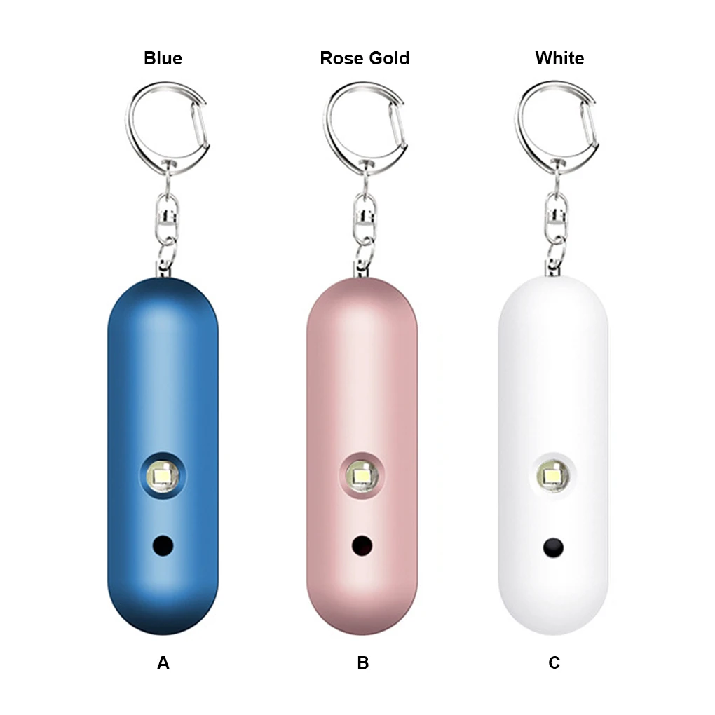 

Women Keychain Alarm Survival 130dB Loud Sound Personal Siren Indoor Outdoor Rechargeable Flashlight Adults Kids Blue