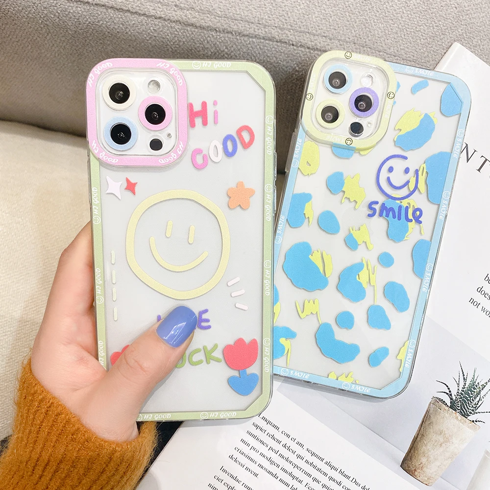

Cute Smile Flower Clear Case For iPhone 11 Case For iphone 13 12 11 Pro Max X XS 7 8 Plus SE 2022 Shockproof Cartoon Phone Cover