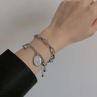 retro ins titanium steel cross jesus love bracelet couple single double layer chain jewelry accessories gifts wholesale