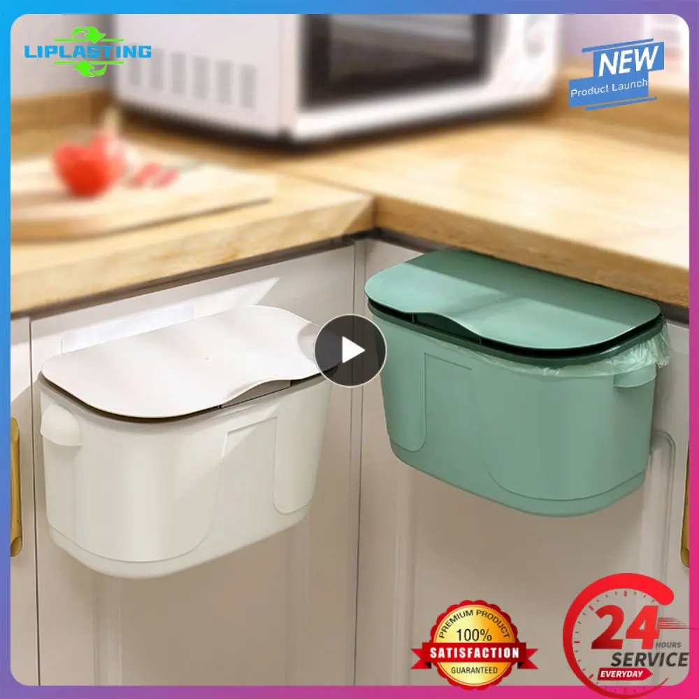 

No Need To Bend Over Kitchen Waste Bin Free Slide Hanging Trash Can Wide Aperture Trash Can With Lid Household Products White Pp