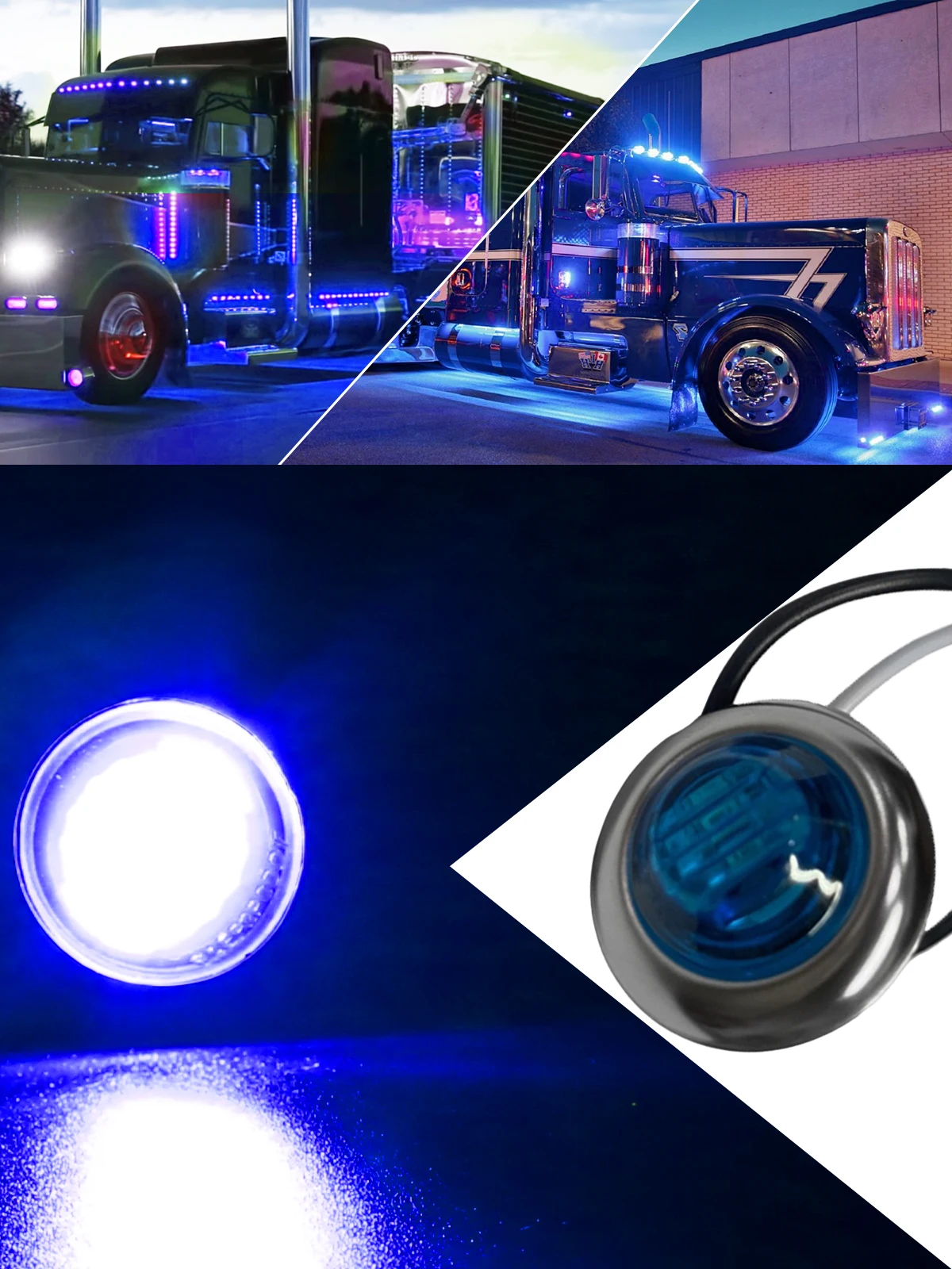 10 Stück 12V Runde 3-LED-Seitenmarkierungsleuchten mit Edelstahl 304 Zierringblende für LKW, Anhänger, Boot – Detail 20