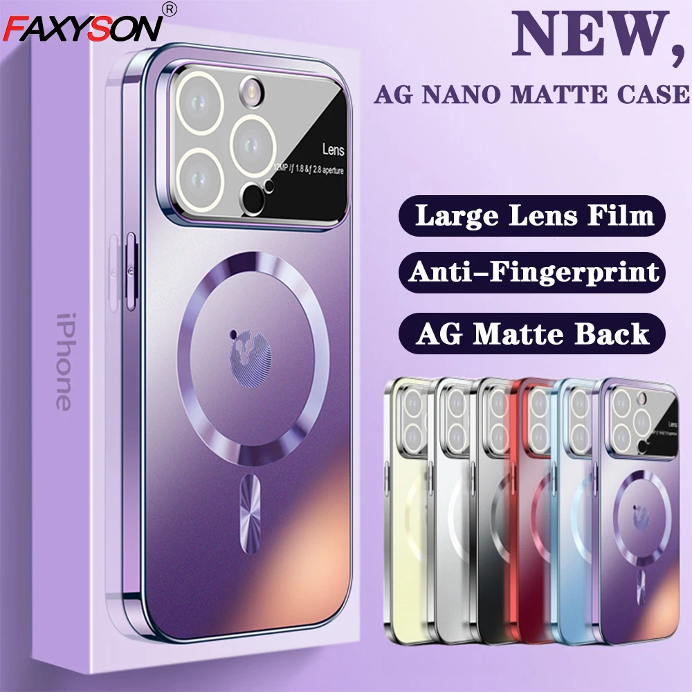 

MagSafe Case For iPhone 14 13 12 Pro Max Magnetic AG Nano Matte Phone Case With Lens Camera Protection PC Hard Gradient Cover