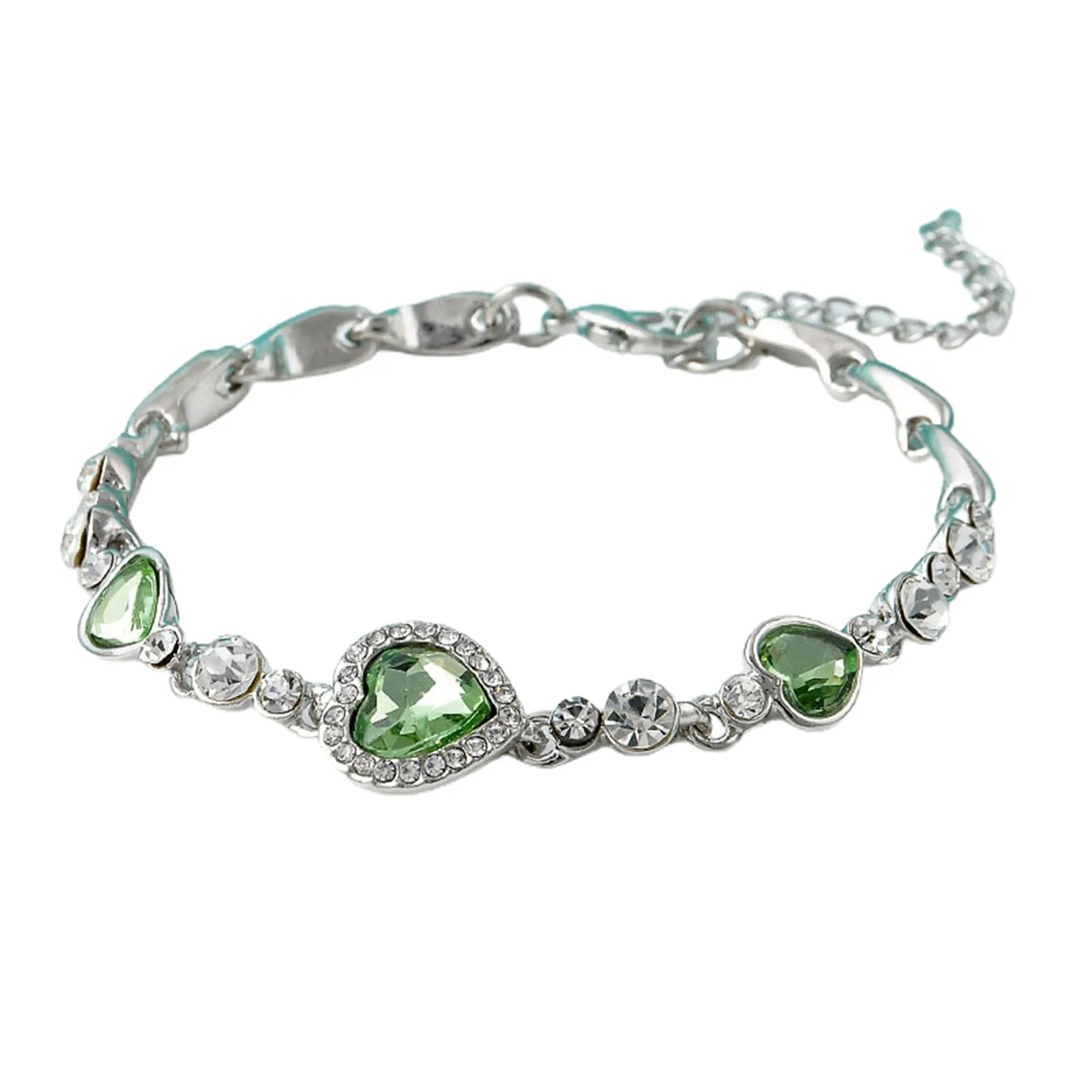 

Women Bracelet Rhinestone Love Heart Pendant Adjustable Alloy Wrist Chain Simple Elegant Hand Jewelry Gift For Girls