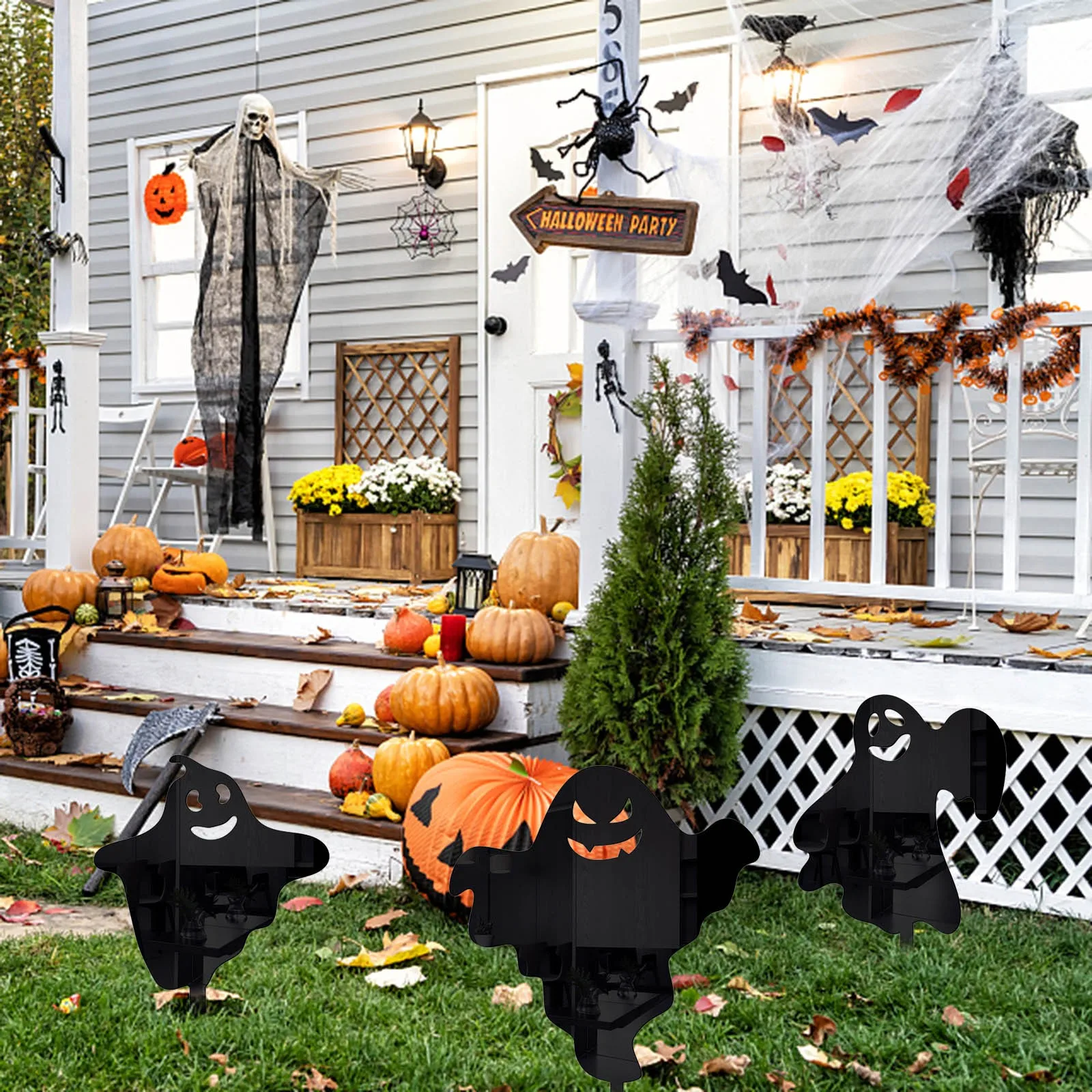 

Датчик снега, двор, столб, Хэллоуин, ужас, акриловая уличная декоративная напольная вставка для сада, уличный металлический держатель знака