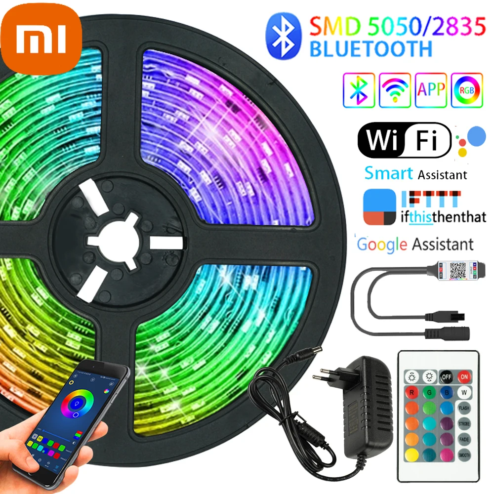 

Светодиодные ленты Xiaomi, светодиодные ленты RGB с поддержкой Bluetooth, для телевизора, рабочего стола, SMD, водонепроницаемая гибкая лента с диодно...