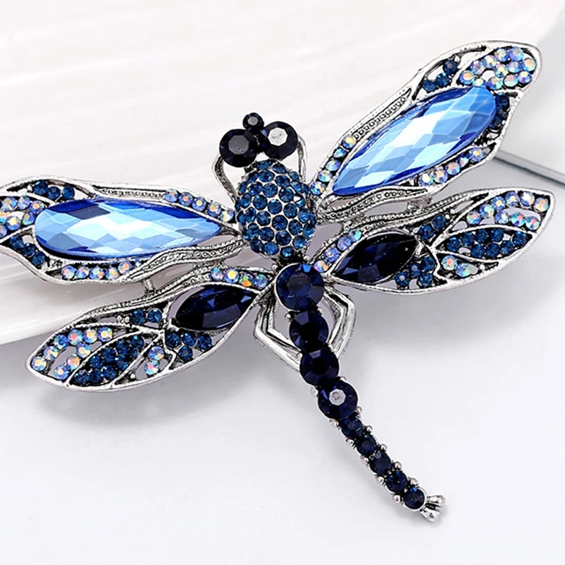 

5PCS Crystal Vintage Dragonfly Brooches For Women High Grade Fashion Insect Brooch Pins Coat Accessories Animal Jewelry Gifts