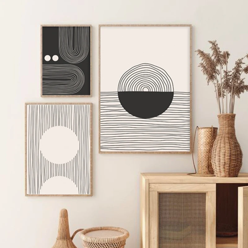 

Абстрактные геометрические постеры в стиле бохо, холщовая живопись, настенный художественный принт, картины для спальни, гостиной, украшен...