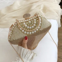 women party handbags elegant lady dinner purses gold tassel clutches evening bags pearl bag woman
