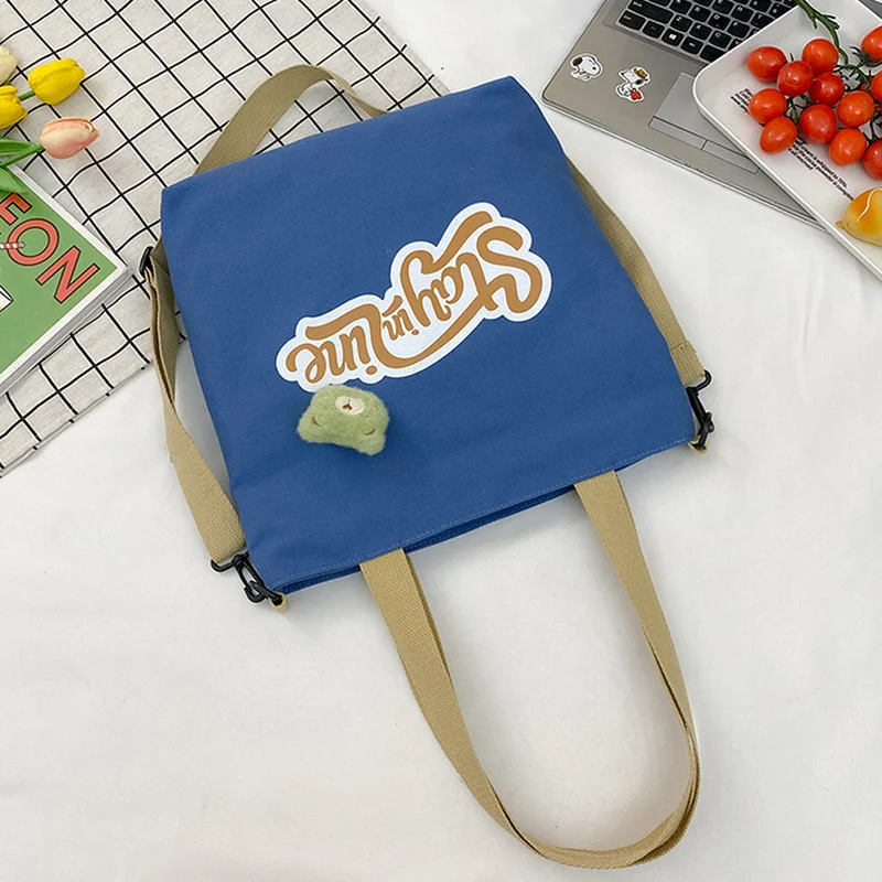 

Soft Canvas Bag Messenger Bag Letter Print School Book Bag Crossbody bags New Casual Handbags Tote Bag