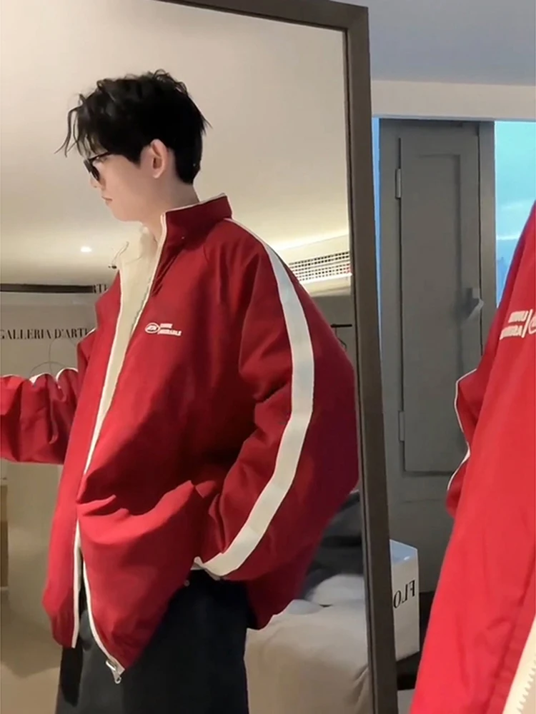 Wine Red Позитивная и отрицательная двусторонняя куртка на хлопковой подкладке