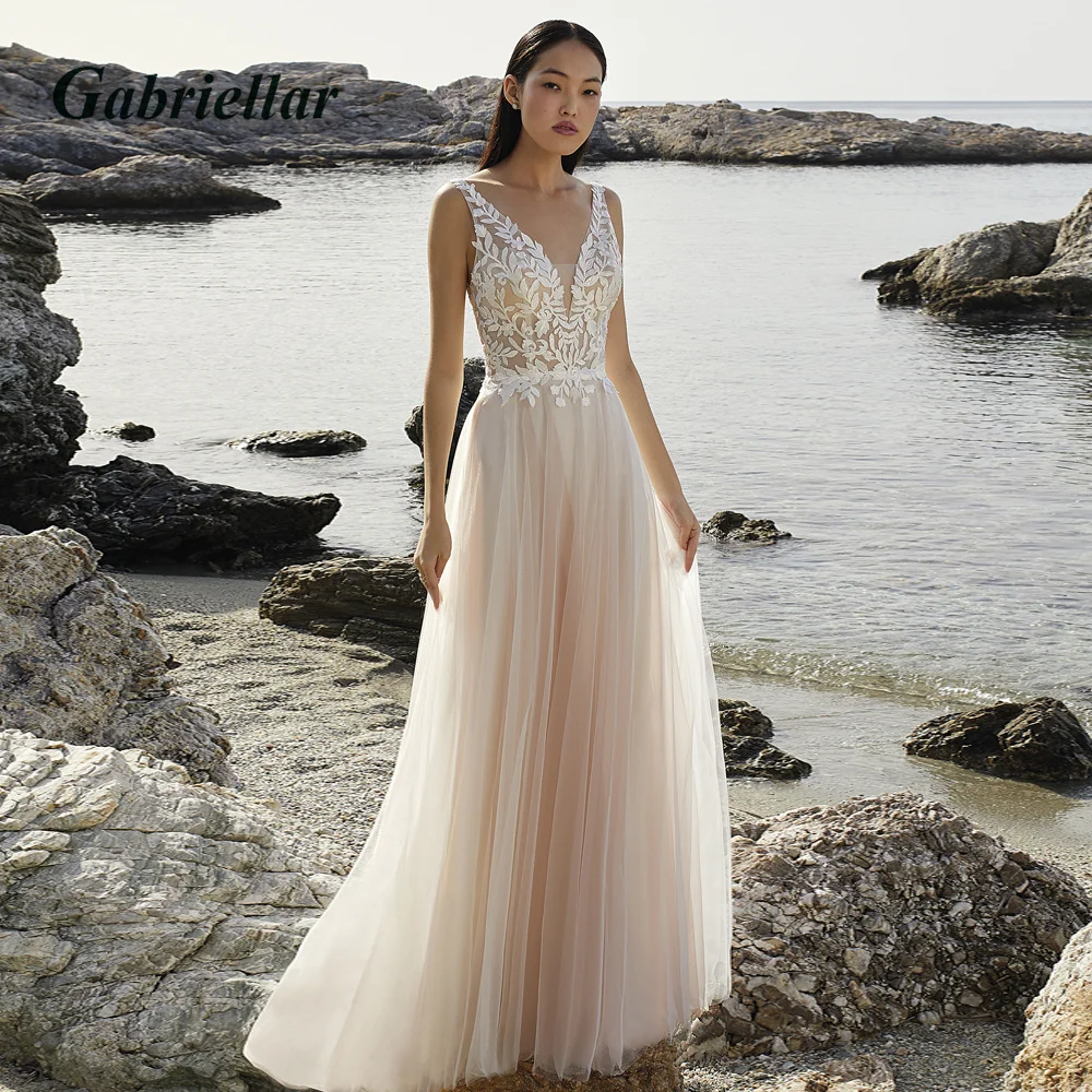 

Gabriellar Classic Wedding Dress For Women Appliques V-Neck Sleeveless Backless A-line Built-in Bra Abito Da Sposa Made To Order