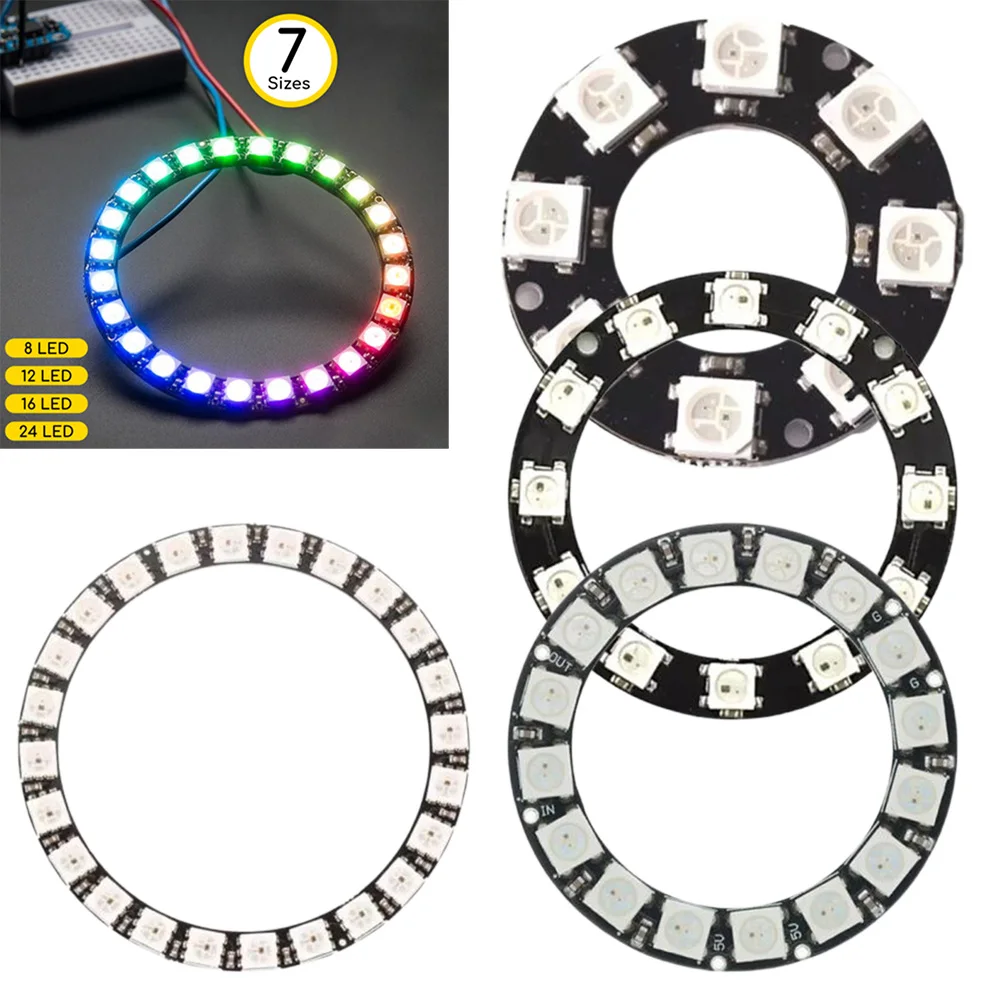 5V Individual Addressable Pixel Ring 8/12/16/24LED Modules RGB LED Circle For Arduino WS2812 Led Strip Light