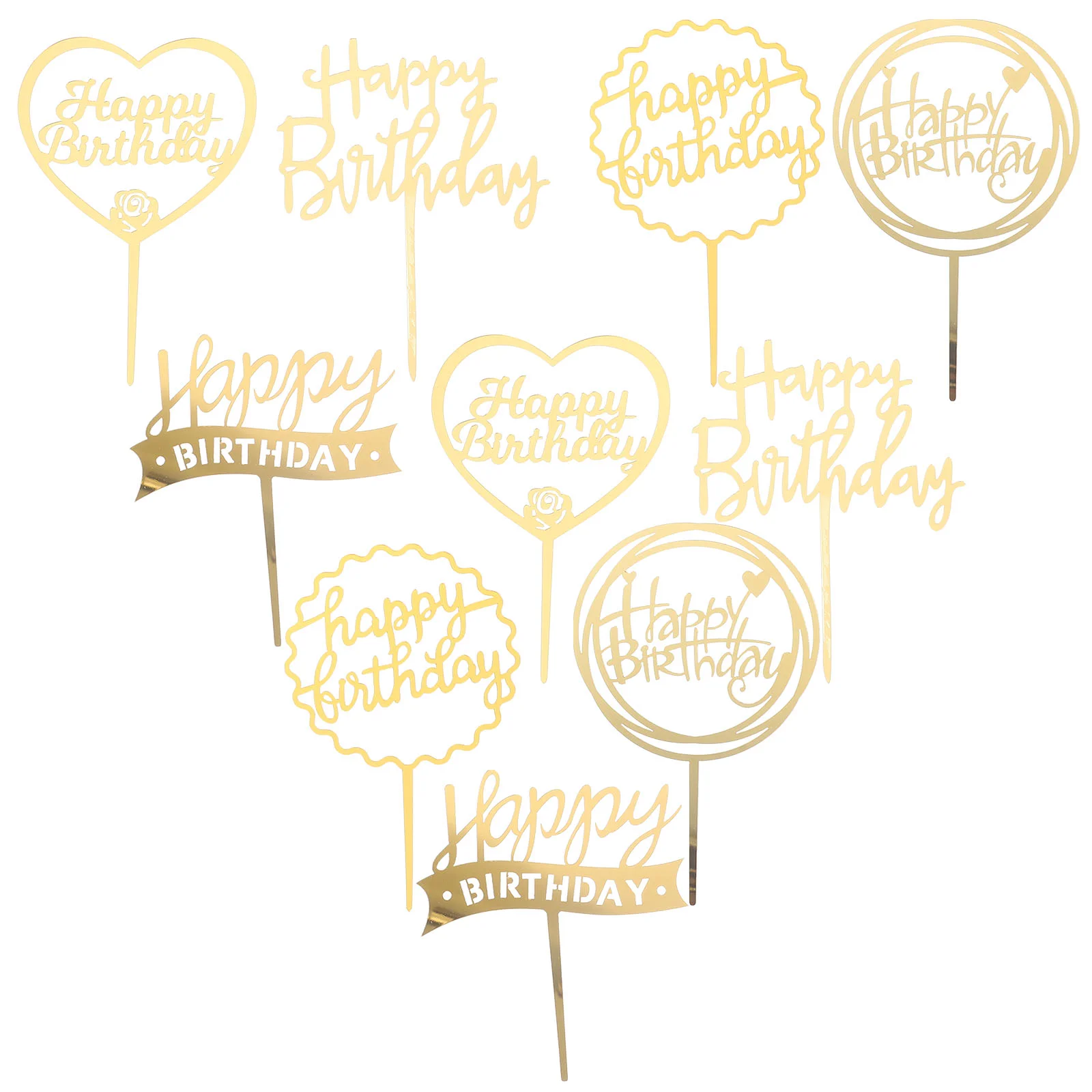 

10 Pcs Cumpleaños Rose Birthday Theme Acrylic Fornite Cake Decoration