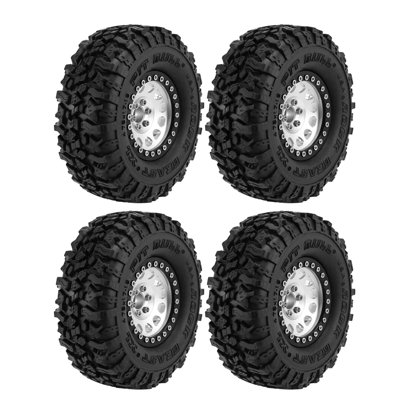 

4Pcs High Grip 2.2 Inch Rubber Tire Alloy Beadlock Rims Wheel For Traxxas Trx4 Hsp Tamiya Axial Scx10 D90 RC Car