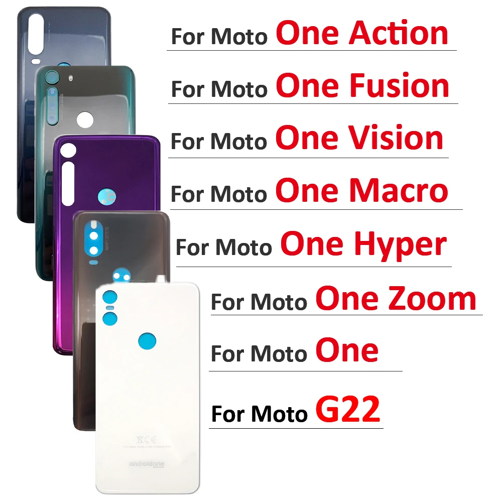 

NEW For Motorola Moto One Action Fusion Vision Hyper Zoom Macro G22 Replacement Battery Cover Rear Case Door Housing Back Cover