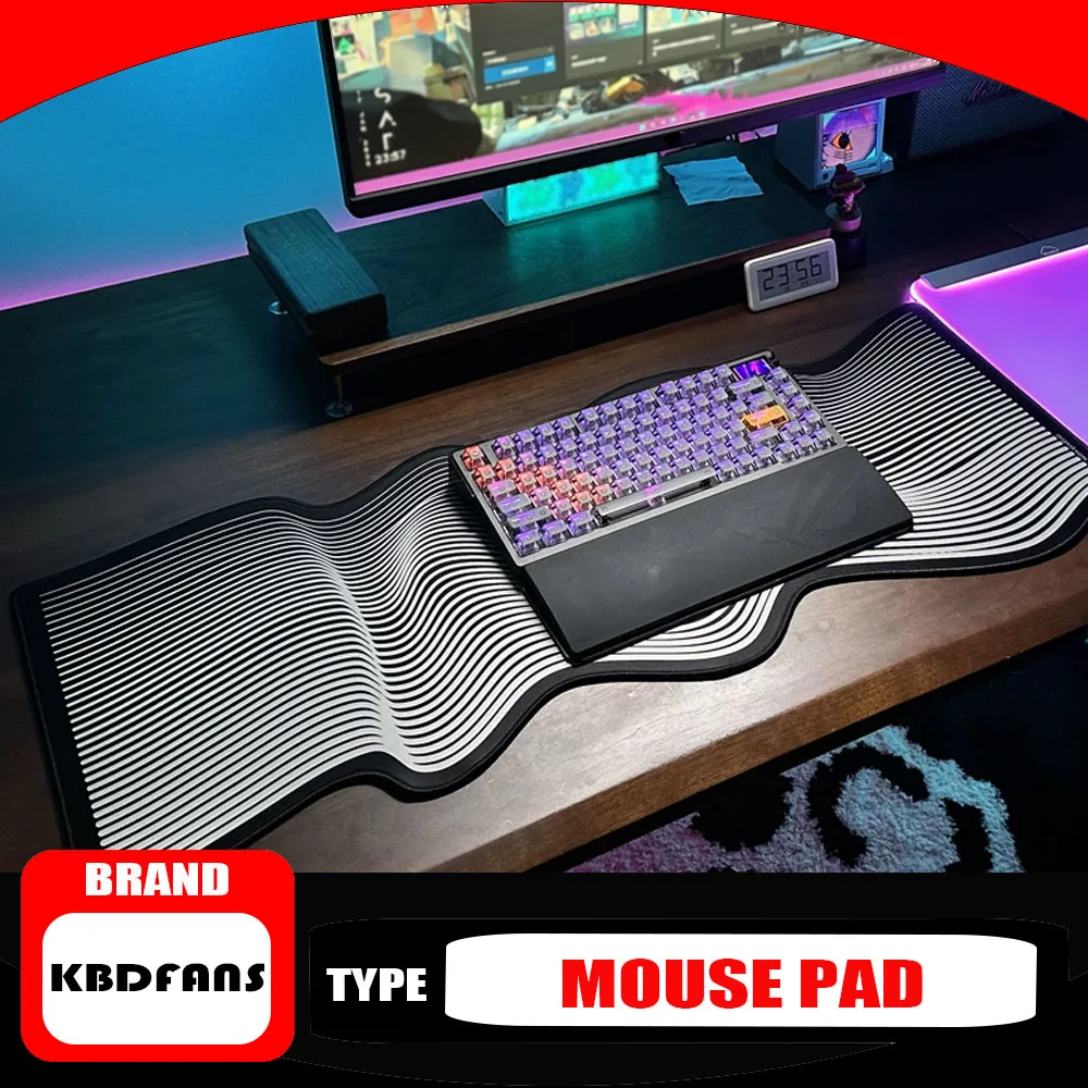 Фото Настольный коврик KBDfans Black Snail 900x360 мм, нерегулярной формы, для клавиатуры, противоскользящий, гладкий, для настольных игр, коврик для мыши, офисные аксессуары №1