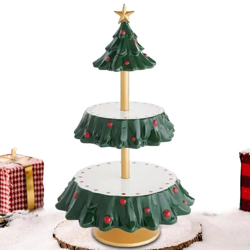 

Рождественская подставка для мисок и закусок, двухслойные тарелки для фруктов вечерние, кухонные аксессуары на Рождество, для закусок, кекс...