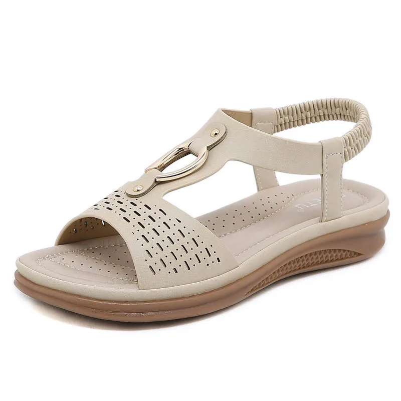 Женские легкие эластичные туфли с открытым носком в стиле ретро