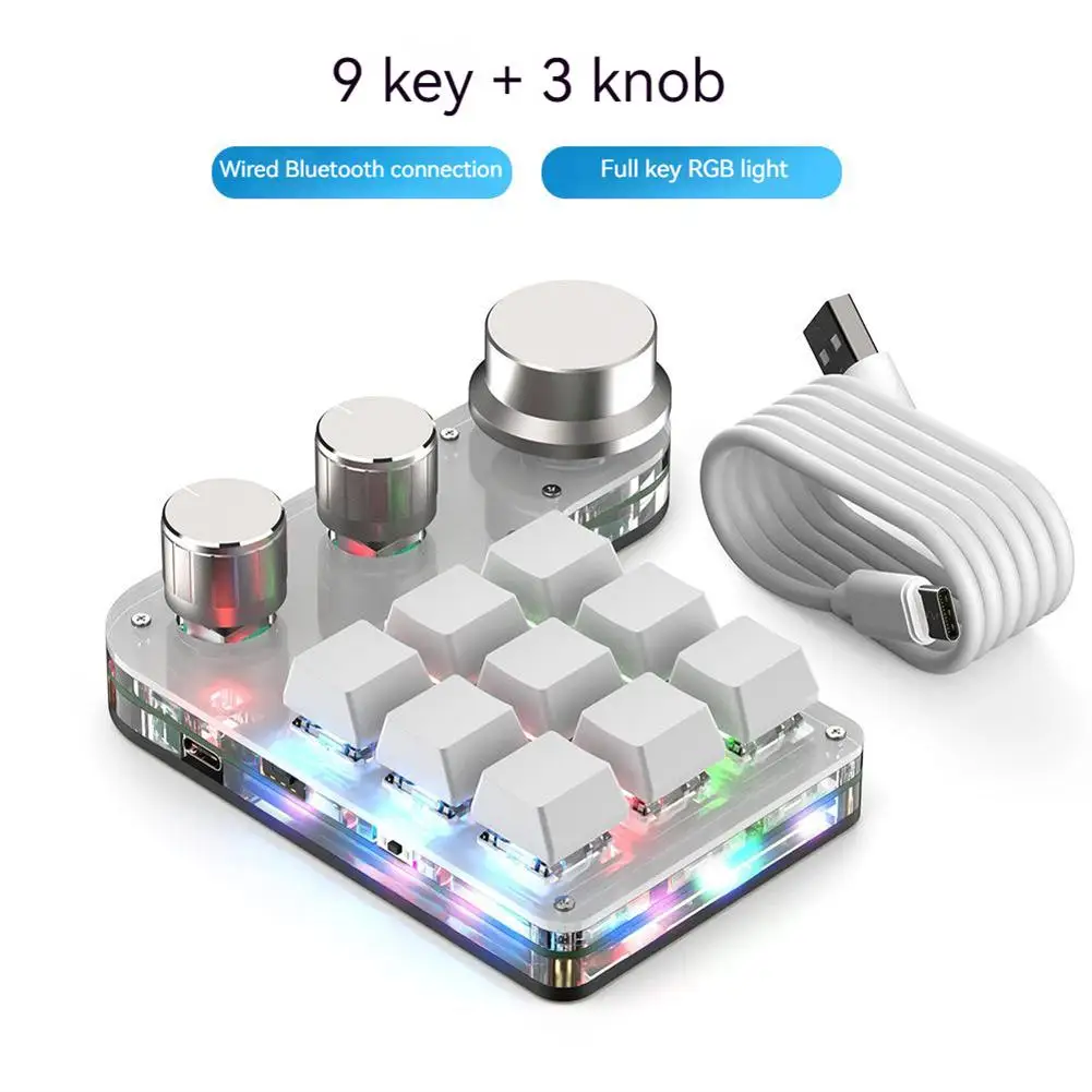 

Usb клавиатура с кнопкой регулировки громкости, ручка программирования, макро игровая Беспроводная механическая клавиатура, многофункциона...