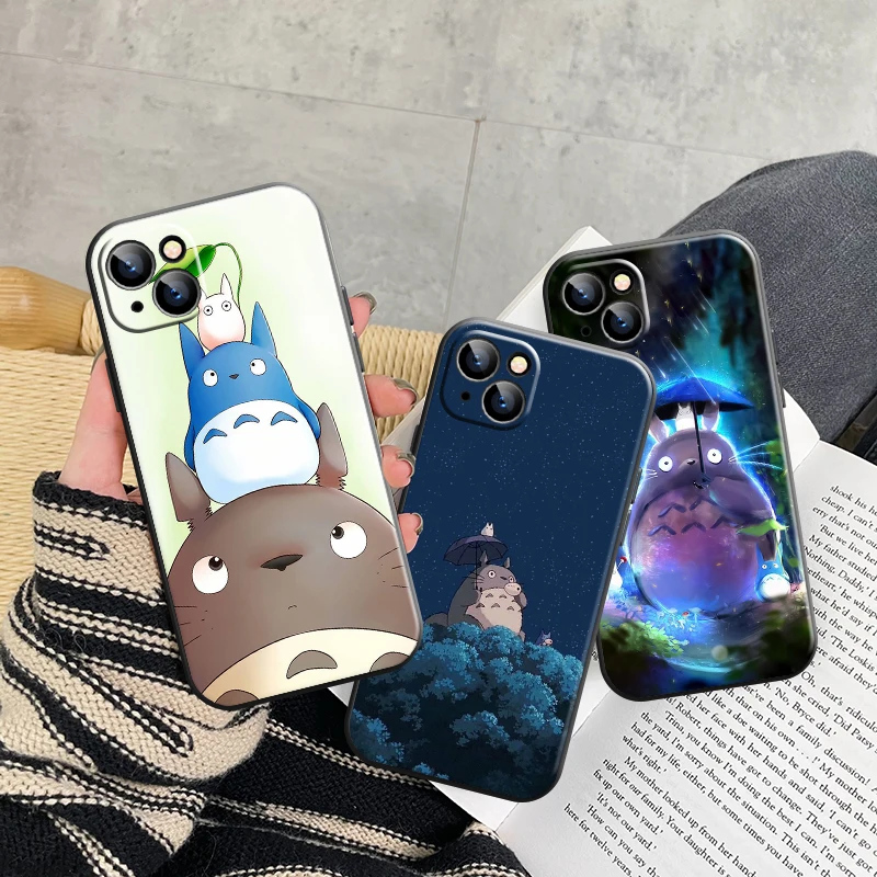 

Japan Anime Totoro Miyazaki Phone Case For Apple iPhone 13 12 11 Pro 12 13 Mini X XR XS Max SE 6 6s 7 8 Plus Liquid Silicon