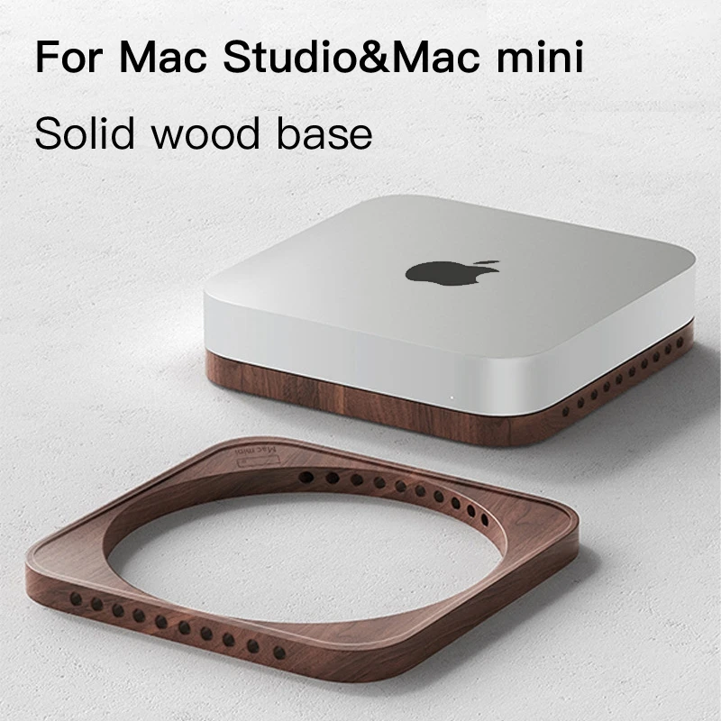 Wooden Tray Desktop Stand Holder for Apple Mac Mini and Mac Studio Holder Cooling Heat Disspation Mount Accessories