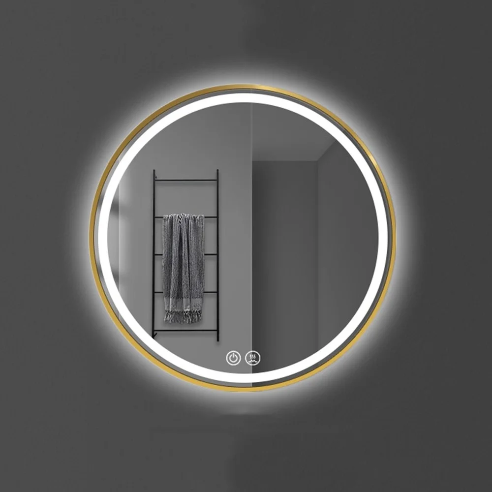 

Round Touch Screen Mirror Wall Hanging Smart Large Bathroom Mirrors Toilet Led Light Espejo Pared Vanity Accessories EB5JZ
