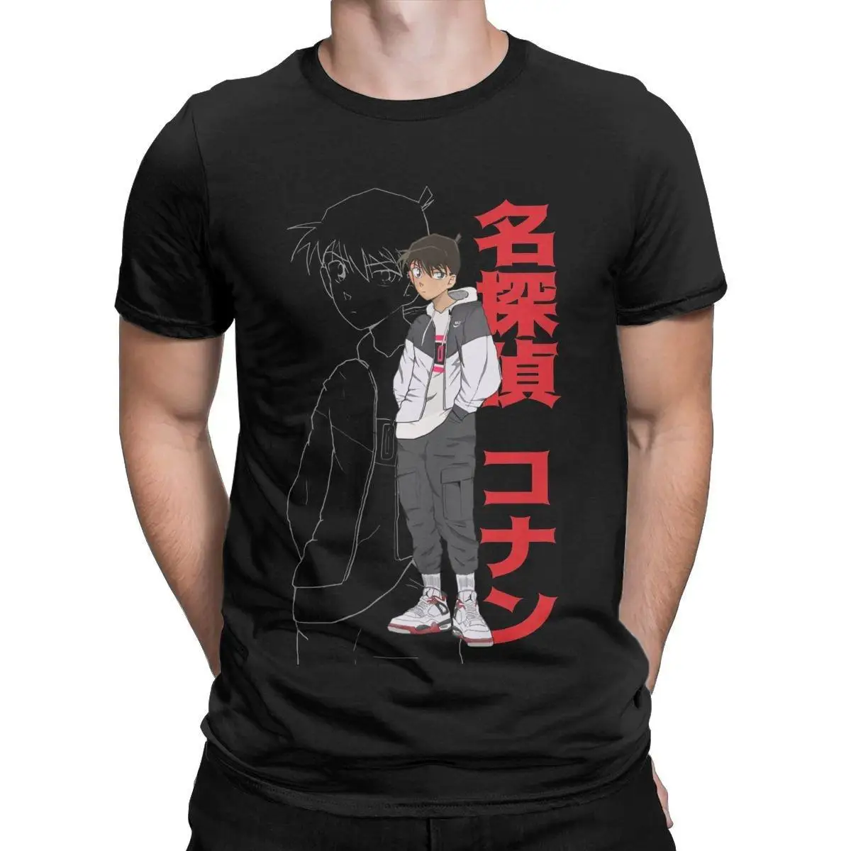 Men T-Shirts Shinichi Kudo Detective Conan Awesome Cotton Tees Short Sleeve T Shirts O Neck Tops Printed