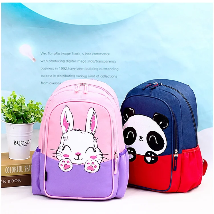 Grade 1-3 Primary Children Cartoon Backpacks New Girls Boys Students Panda Rabbit Cat Cute School Bags High-capacity All-match