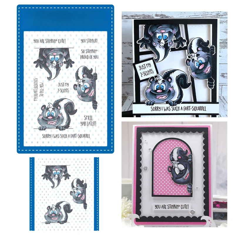 2025 новые слова прозрачные штампы Qute Skunk белка наборы металлических штампов для