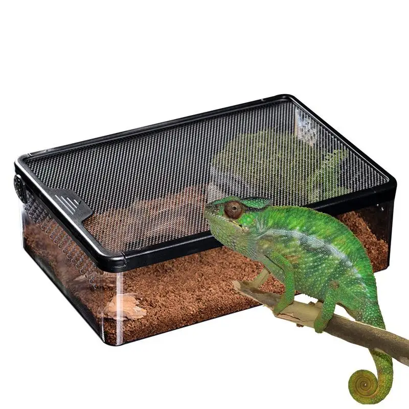 

Small Reptile Feeding Box Transparent Reptile Terrarium Container Crawler Food Water Feeding Bowl For Lizards Scorpions Turtle