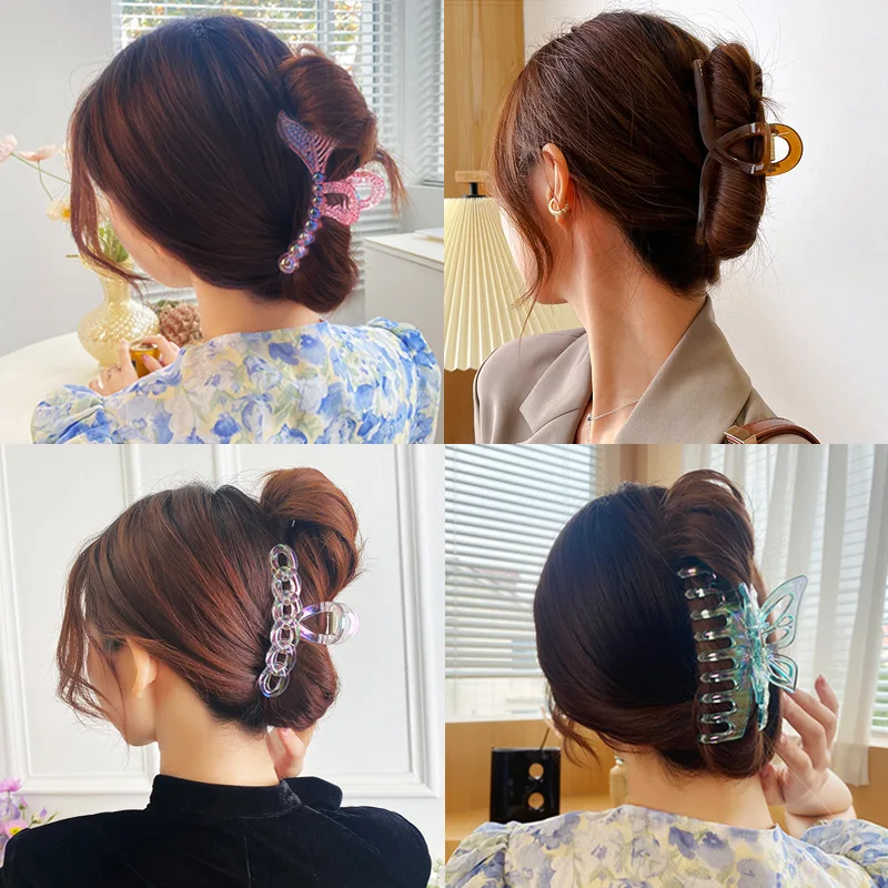 

Женские аксессуары для волос для девочек Заколка-краб для волос с бантом Красочные Головные Уборы Заколка-краб модный орнамент пластиковые...