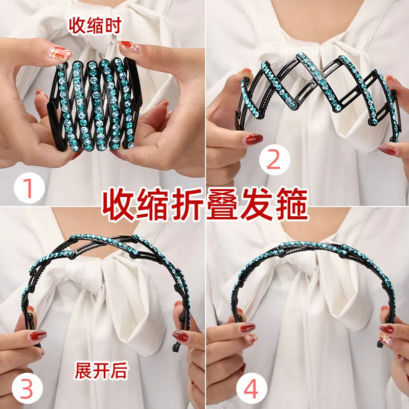 

In 2021 a new portable folding telescopic hair hoop female face summer hair hair out wat broken hair finishing artifact