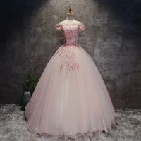 pink off shoulder ball gown tulle appliques evening dresses shiny crystals beading princess quinceanera party prom gowns 2022