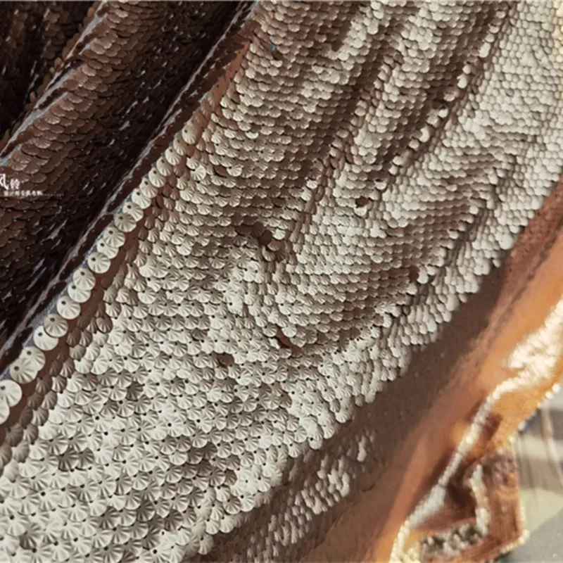 

Embroidered Sequins Tulle Fabric Golden Fish Scales DIY Background Decor Mermaid Skirts Dress Stage Clothes Designer Fabric