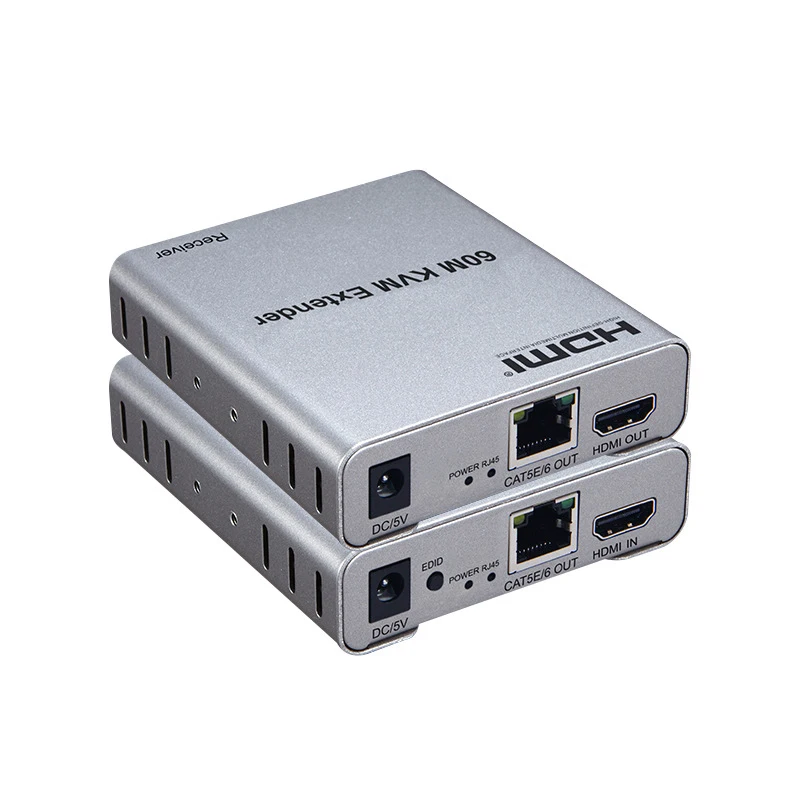 KVM Extender 60M Over CAT5E/6 Ethernet Cable 1080P HDMI-compatible USB KVM Extend Audio Video Converter For PC PS4 TV Monitor
