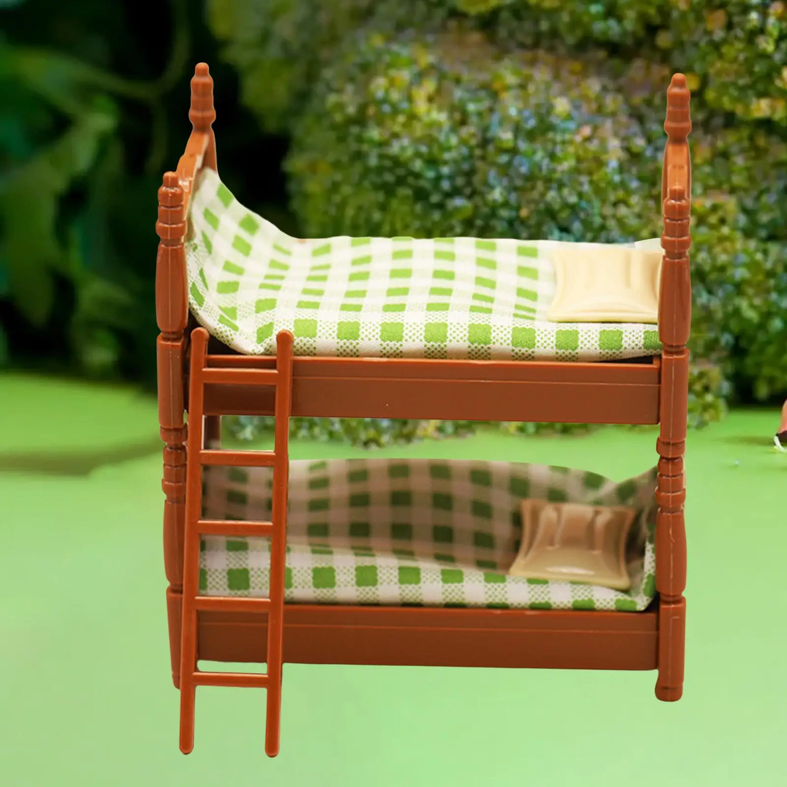 

Dollhouse Bunk Canopy Bed with A Ladder Cute Handmade Pretend Toys Role Play Dollhouse Furniture